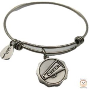 Bella Ryann Cheer Adjustable Expandable Silvertone Wire Bracelet Charm